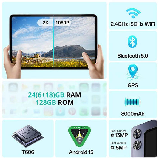 SVITOO Android Tablet 12 inch Large Screen Tablet 24GB+128GB 2K Display 18W Fast Charge 5MP+13MP Camera 8000mAh Battery Tablets - Price Value Store