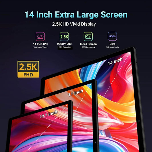 Latest Large Screen 14 Inch Tablet Pc Android 14 tablet 16+512GB Phone Call BT 5G WiFi Pad For Educational/Sheet music/Kitchen - Price Value Store