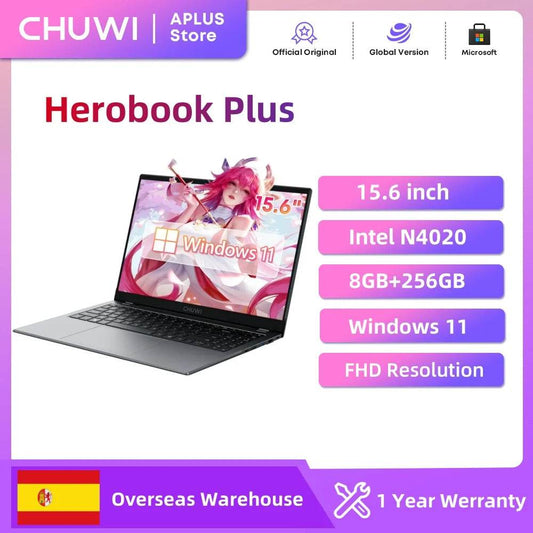 CHUWI HeroBook Plus 15.6'' Laptop 256GB SSD 8GB RAM, Windows 11 Laptop, 1TB SSD Expand, Intel Celeron N4020, 2K FHD IPS Display - Price Value Store