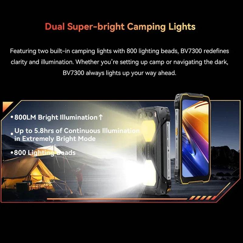 Blackview BV7300 Rugged Phone 6.67'' HD+ IPS 90Hz Display Dual Camping Light NFC 15000mAh 45W Fast Charge Android 14 Cellphone - Price Value Store