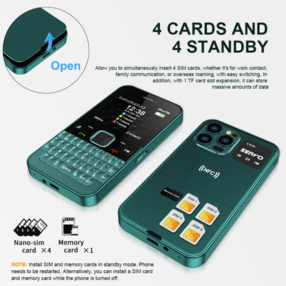 NEW! SERVO Ultra700 Full Keyboard Input Mobile Phone 4 Nano SIM Standby NFC Unlock FM Torch 2.4" Screen Cellular QWERTY Keyboard