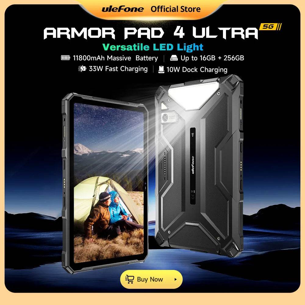 5G Rugged Tablet Ulefone Armor Pad 4 Ultra IP68/IP69K LED Light 11800mAh Battery,fast charging 16GB+256GB 50MP - Price Value Store