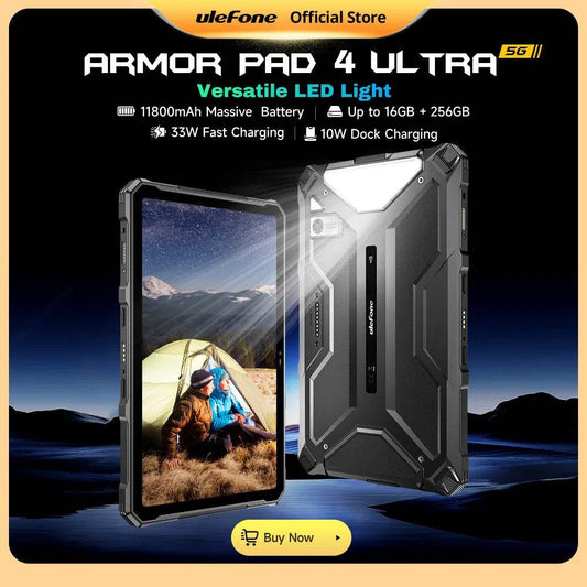 5G Rugged Tablet Ulefone Armor Pad 4 Ultra IP68/IP69K LED Light 11800mAh Battery,fast charging 16GB+256GB 50MP - Price Value Store