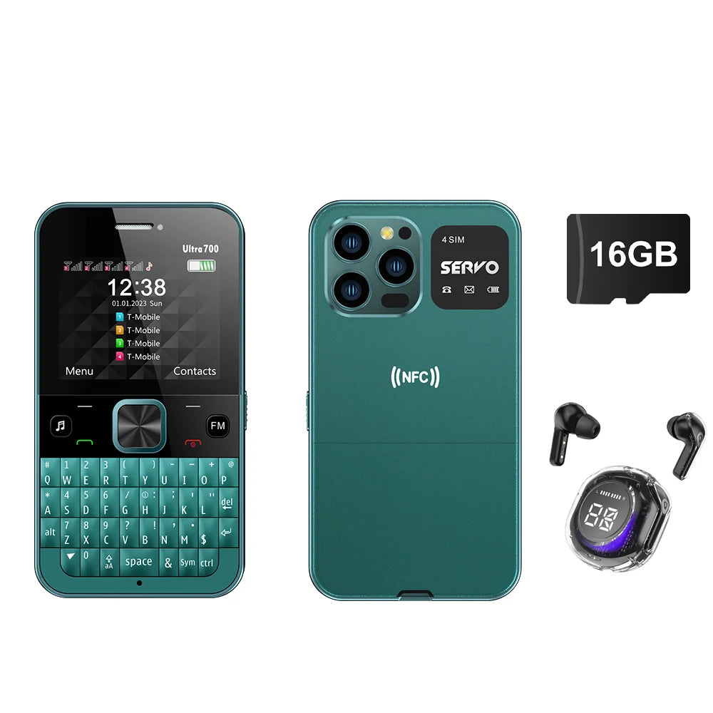 NEW! SERVO Ultra700 Full Keyboard Input Mobile Phone 4 Nano SIM Standby NFC Unlock FM Torch 2.4" Screen Cellular QWERTY Keyboard