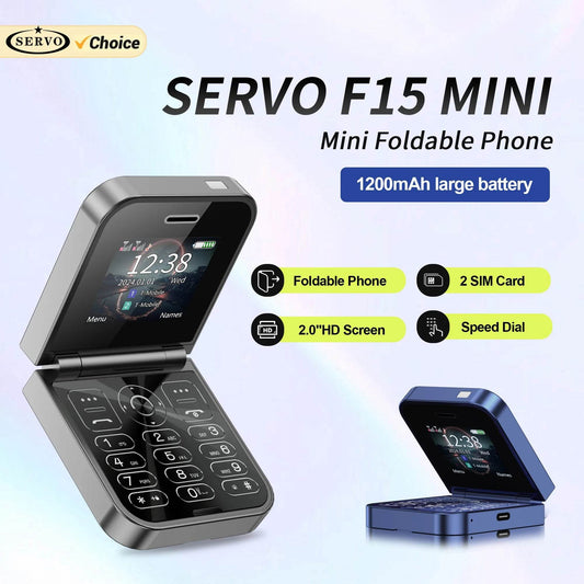 SERVO F15 Mini Small Flip Mobile Phone 2 SIM Standby Speed Dial Magic Voice Flashlight Call Recording 2G GSM Cute Fold Cellphone - Price Value Store