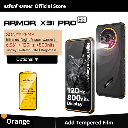 【World Premiere】Ulefone Armor X31 Pro 5G Rugged Phone Android 14 Smartphone 6.56”16GB + 256GB Night Camera 64MP 6050mAh NFC - Price Value Store