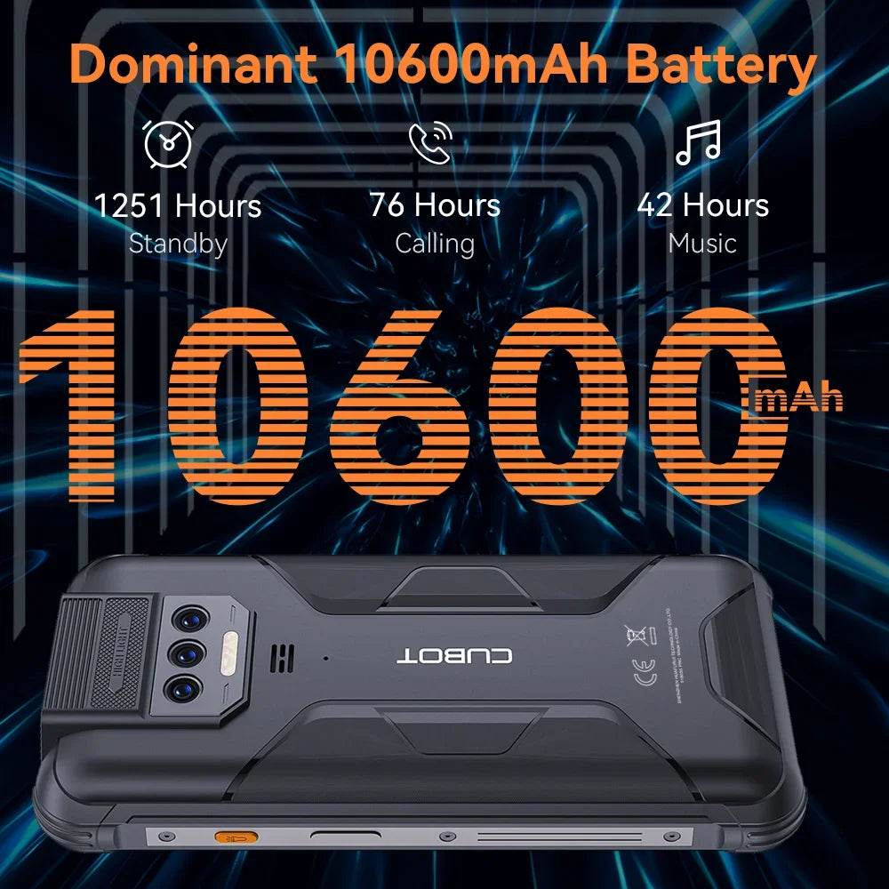 Cubot KingKong 8 Smartphone (6+6GB) RAM+256GB ROM 10600mAh Battery Dual LED Torch 48MP Rear Camera NFC Fingerprint Mobile Phone - Price Value Store