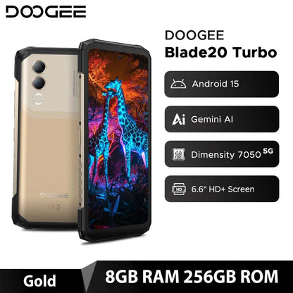 World Premiere DOOGEE Blade20 Turbo 5G Rugged Phone Android 15 Gemini Al 6.6'' HD+ 8GB 256GB AI Dual Camera 10300mAh Battery - Price Value Store