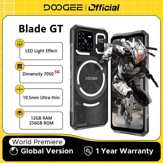 DOOGEE Blade GT Rugged Phone 10.5mm Uitra-thin 6.72'' FHD 120Hz LED Light Effect 12GBRAM 256GB ROM 5500mAh Battery Android 14 - Price Value Store