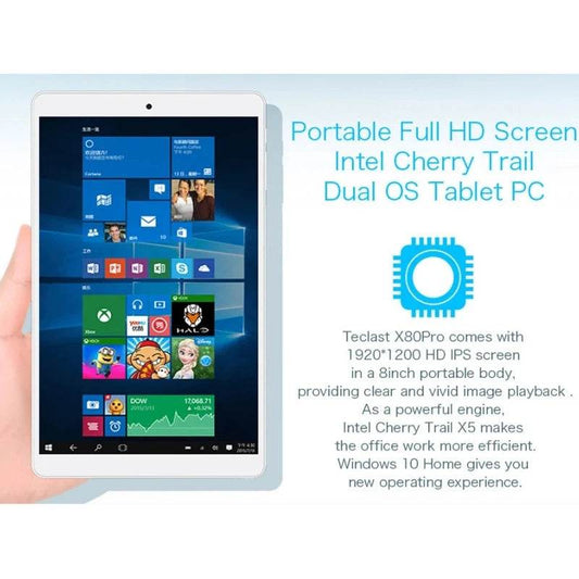 Teclast X80 Power Tablet 8 Inch Intel Z8300 Dual OS Windows 10 + Android 5.1 2GB RAM 32GB ROM Quad Core IPS 1920*1200 - Price Value Store