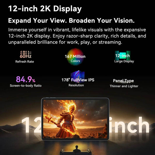 Blackview MEGA 2 Tablet PC 12'' 2K FHD+ Display Unisoc T615 12GB+12GB RAM 256GB ROM 9000mAh Battery 16MP Android 15 4G Tablets - Price Value Store