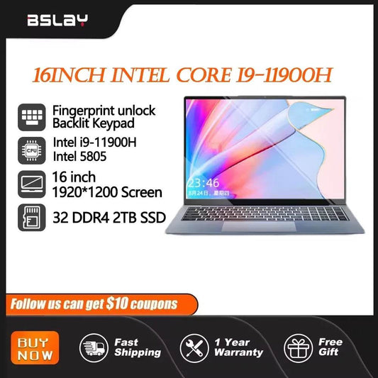16inch Gaming Laptop Intel 5805 I9-11900H DDR4 Window11 32 RAM 2TB SSD HDMI HD Camera 8Cores 16 Threads Portable Computer PC - Price Value Store