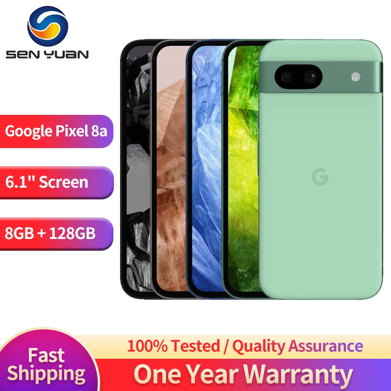 Original Google Pixel 8a 5G 128GB 8GB RAM 6.1" Google Tensor G3 64MP&13MP NFC e-Sim  pixel 8a Cell Phone