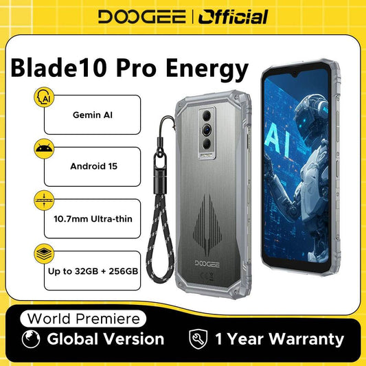 DOOGEE Blade10 Pro Energy Rugged Phone 6.56'' Screen 10.7mm Ultra-thin 6GB RAM 256GB ROM 6150mAh Battery Android 15 Smartphone - Price Value Store