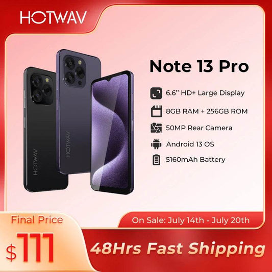 [World Premiere] HOTWAV Note 13 Pro Smartphone 6.6'' HD+ Android 13 16GB+256GB Octa-Core Mobile Phone 50MP 5160mAh Cellphone - Price Value Store