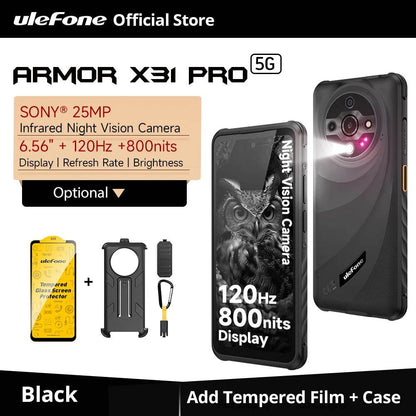 【World Premiere】Ulefone Armor X31 Pro 5G Rugged Phone Android 14 Smartphone 6.56”16GB + 256GB Night Camera 64MP 6050mAh NFC - Price Value Store
