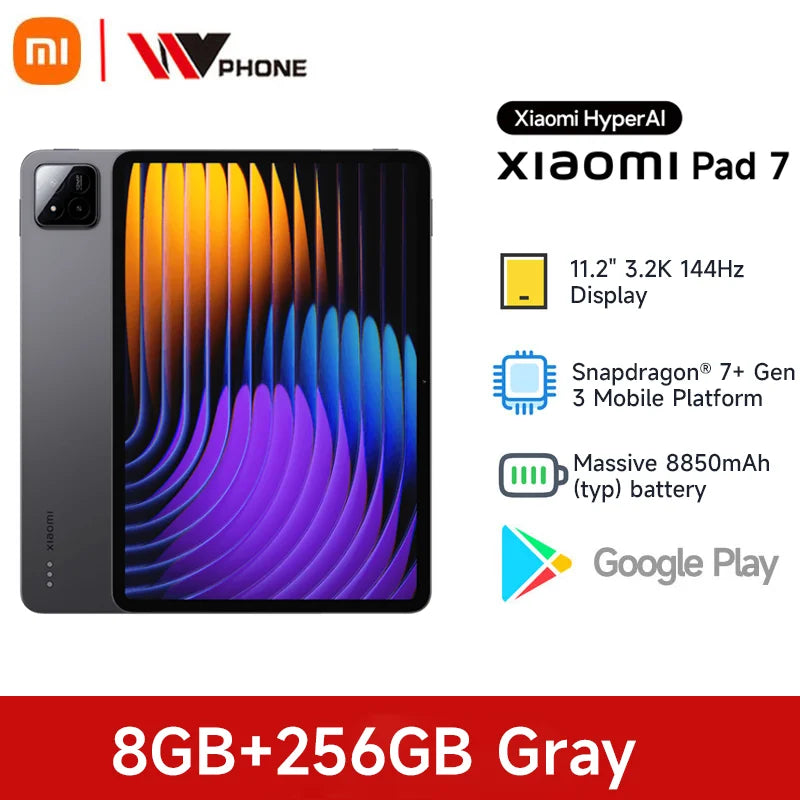 Global Version Xiaomi Pad 7 Snapdragon 7+ Gen 3 Octa-core CPU Tablet 8850mAh 13MP Camera 11.2" 3.2K Display 144Hz 45W Charging