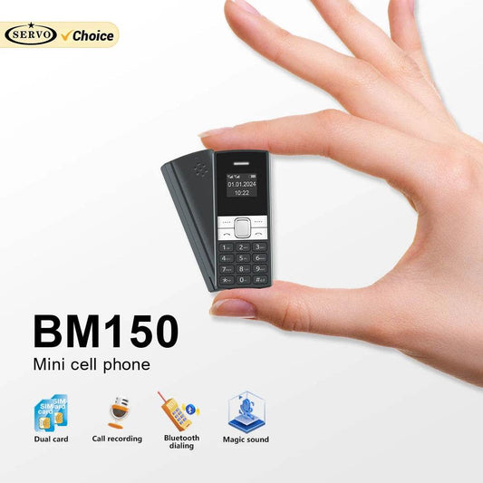 SERVO BM150 Super Small Feature Mobile Phone 2 SIM Standby Speed Dial Auto Call Record Blacklist Mini Button Smallest Telephones - Price Value Store