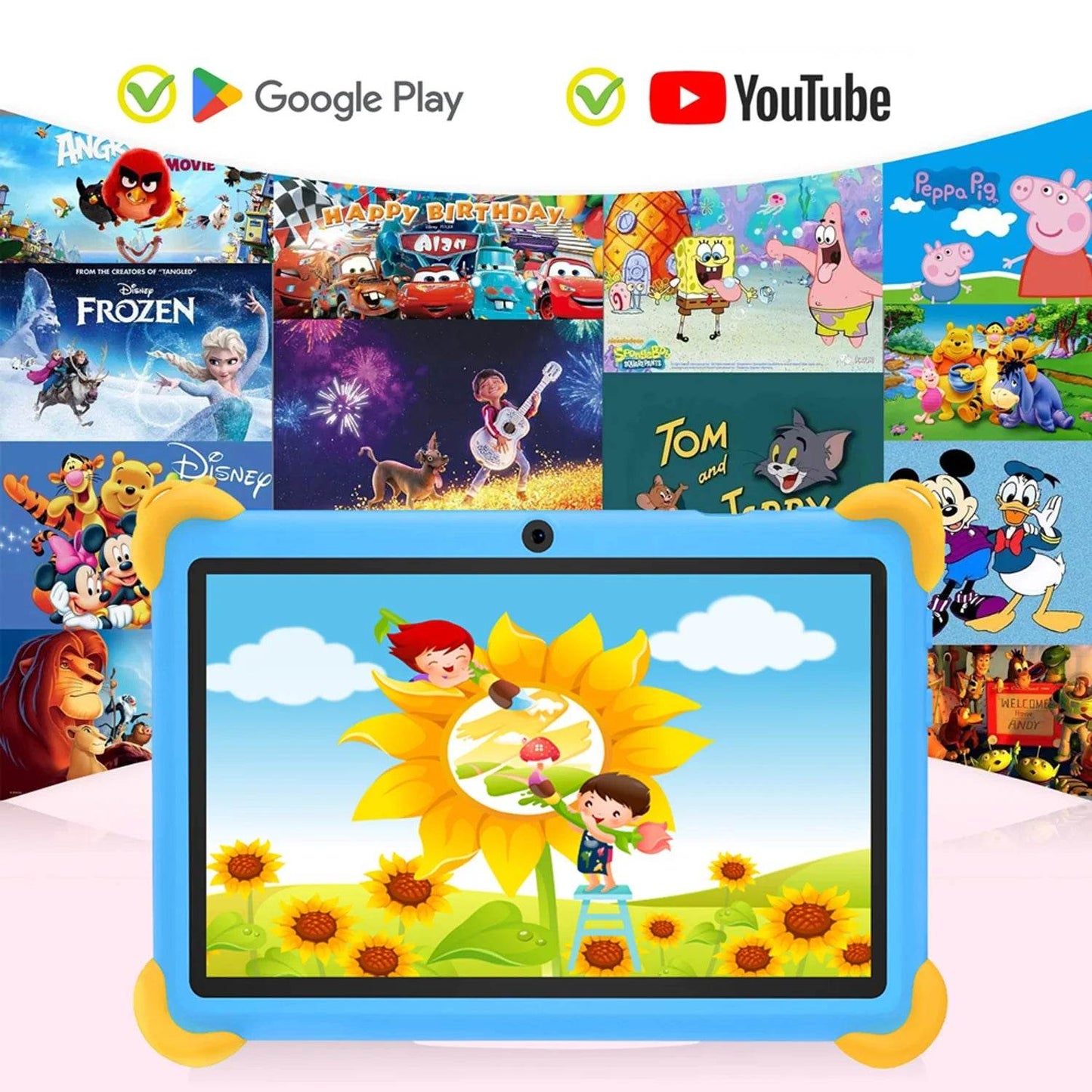 New 7 Inch 5G Pad Cartoon Pattern Kids' tablets Android Learning Education Tablet PC Kids-Proof protective Case Tablet 4000mAh - Price Value Store