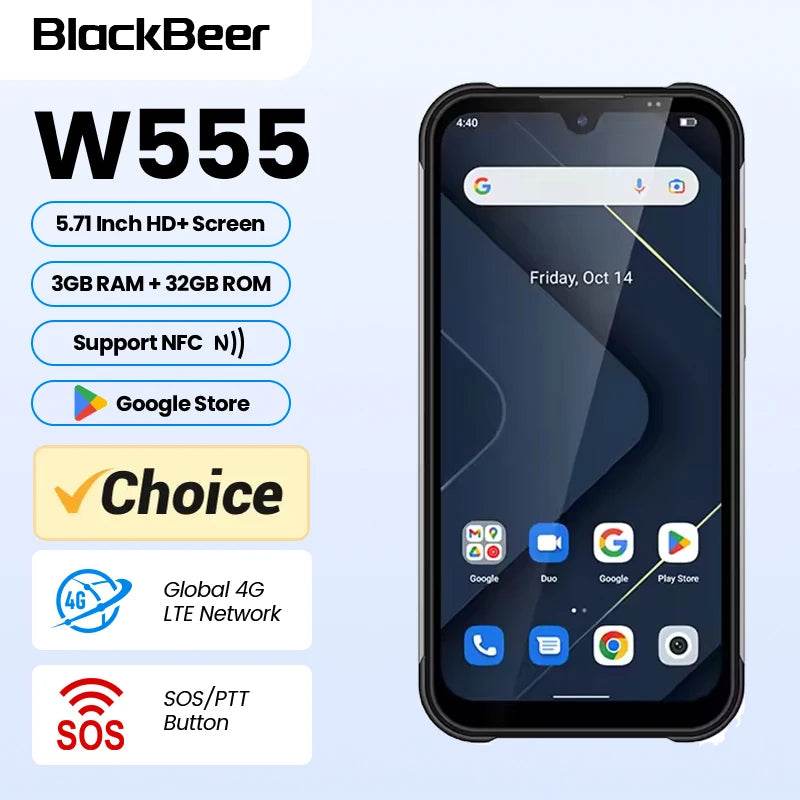 Global Version UNIWA W555 4G NFC Smartphones Android 12 3G+32G 5.71 Inch Quad Core Mobile Phones 4000mAh 13MP Rear Camera PTT - Price Value Store