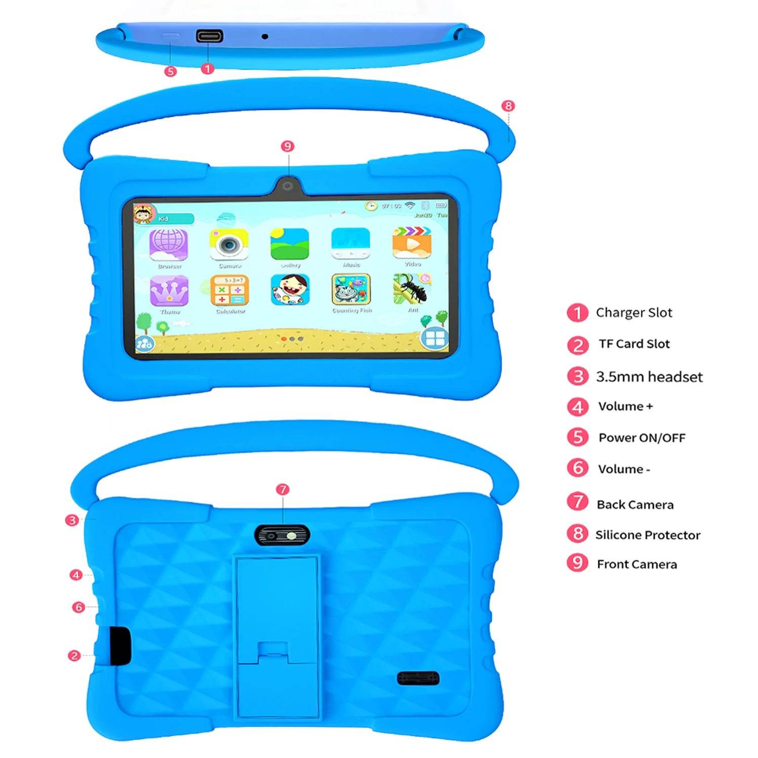 7 Inch Kids tablet for Children's best Gifts Quad Core 4GB+64GB ROM Android Tablets Cartoon Portable Kids-Proof protective case - Price Value Store
