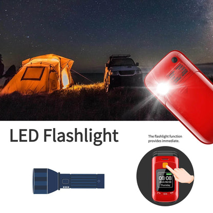 Senior Flip Dual Display Mobile Phone For Elderly Two SIM Card Large Button Speed Dial Flashlight FM Radio Push Button SOS Call - Price Value Store