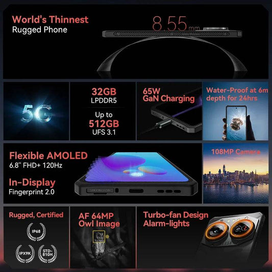 IIIF150 Air2 Ultra Rugged Smartphone 5G Android Mobile Phohe 6.8''FHD+ 120Hz AMOLED Screen 16GB+512GB 108MP Camera Phone - Price Value Store