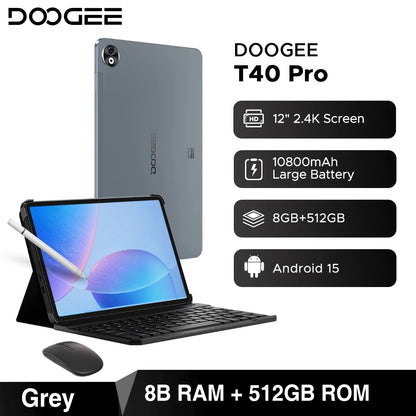 DOOGEE T40 Pro Tablet 12" IPS 2.4K 20GB(8+12) 512GB  Android 14  Helio G99 6nm 10800mAh 18W Charge Quad Speaker 7.6mm ultra-thin
