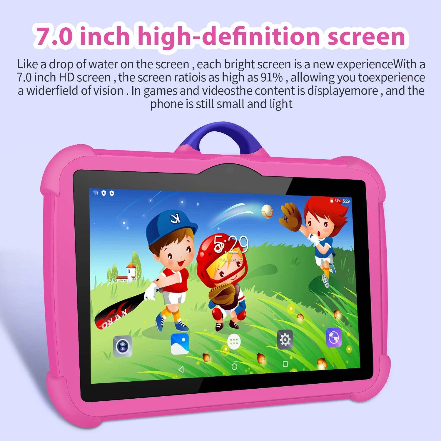 New Cartoon Pattern Kids Tablet 7 Inch Quad Core 4GB RAM 64GB ROM Android Learning Education Games Tablets Children's Gifts - Price Value Store