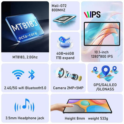 N-ONE NPad S 2023 10.1inch Tablet Pad 1280X800 HD 4GB 64GB Android 12 MTK8183 8-Cores 6600mAh Dual WIFI BT5.0 Tablettes - Price Value Store