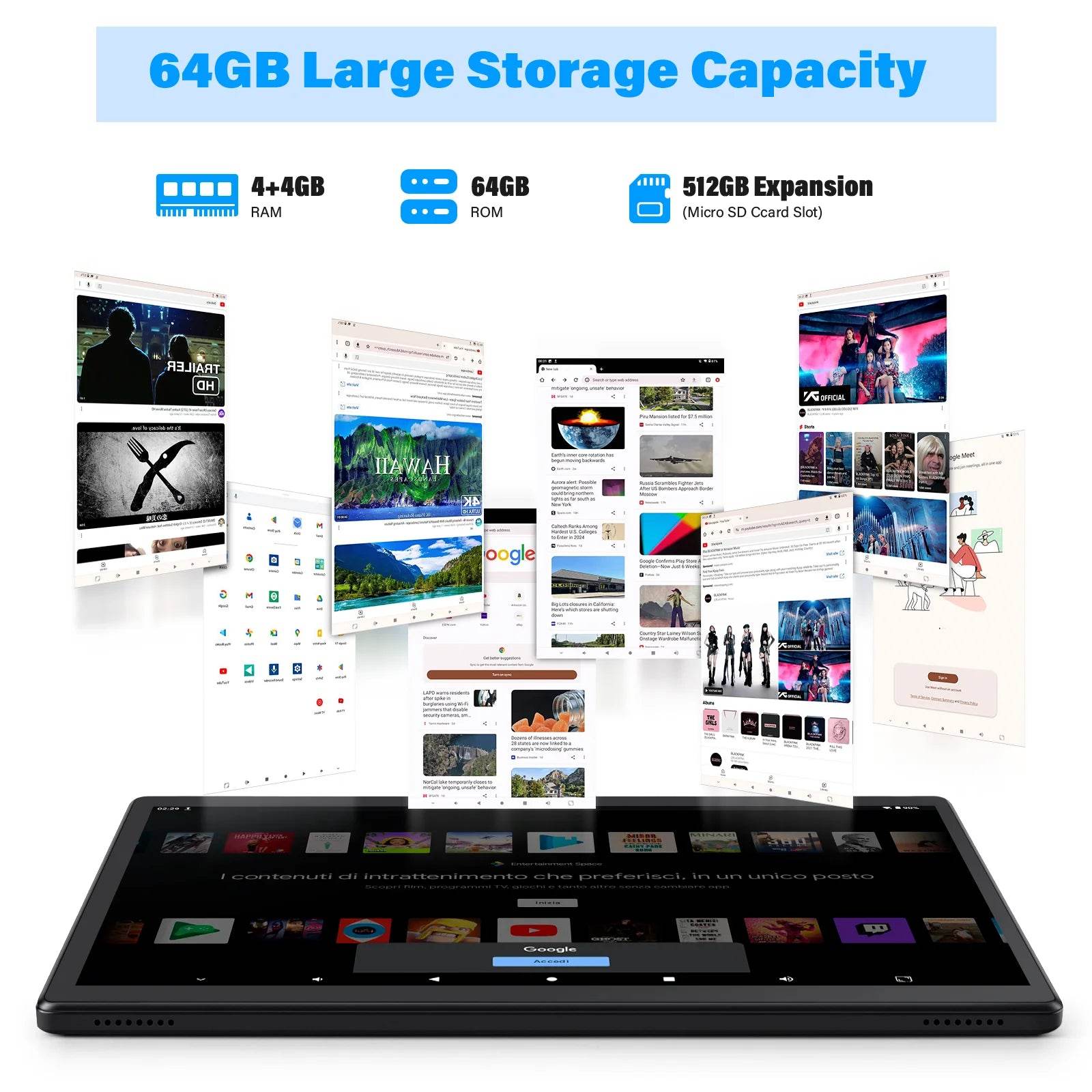 ANRY 2025 10.1 Inch 5G Wifi A523 Tablet Android 15 8GB(4+4Expand) RAM+64GB ROM IPS Display 5000Mah Dual Camera Octa-core Tablets - Price Value Store