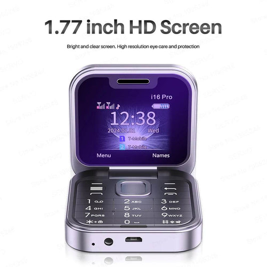 SERVO i16 PRO Foldable Mini Mobile Phone 2G Dual SIM Card Speed Dial Magic Voice 1.77''Screen 3.5mm Jack Flip Cellphone Type-C - Price Value Store