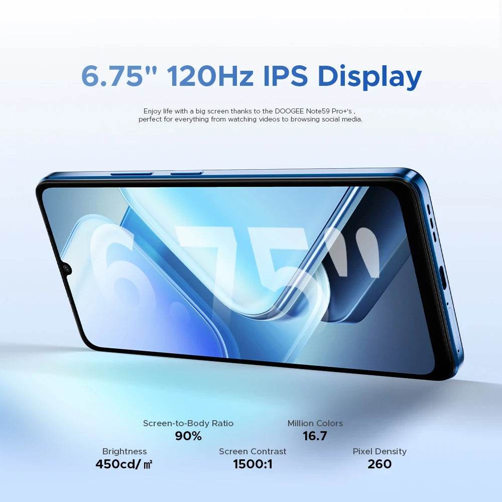 DOOGEE Note59 Pro+ 5G Smartphone Android 15 Global Version 6250mAh Battery 6.75'' 120Hz Display 12GB 512GB Mobile Phone NFC - Price Value Store