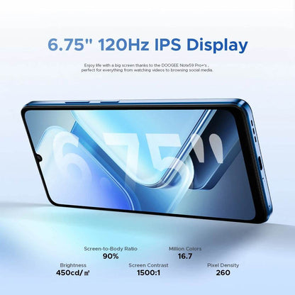 DOOGEE Note59 Pro+ 5G Smartphone Android 15 Global Version 6250mAh Battery 6.75'' 120Hz Display 12GB 512GB Mobile Phone NFC - Price Value Store