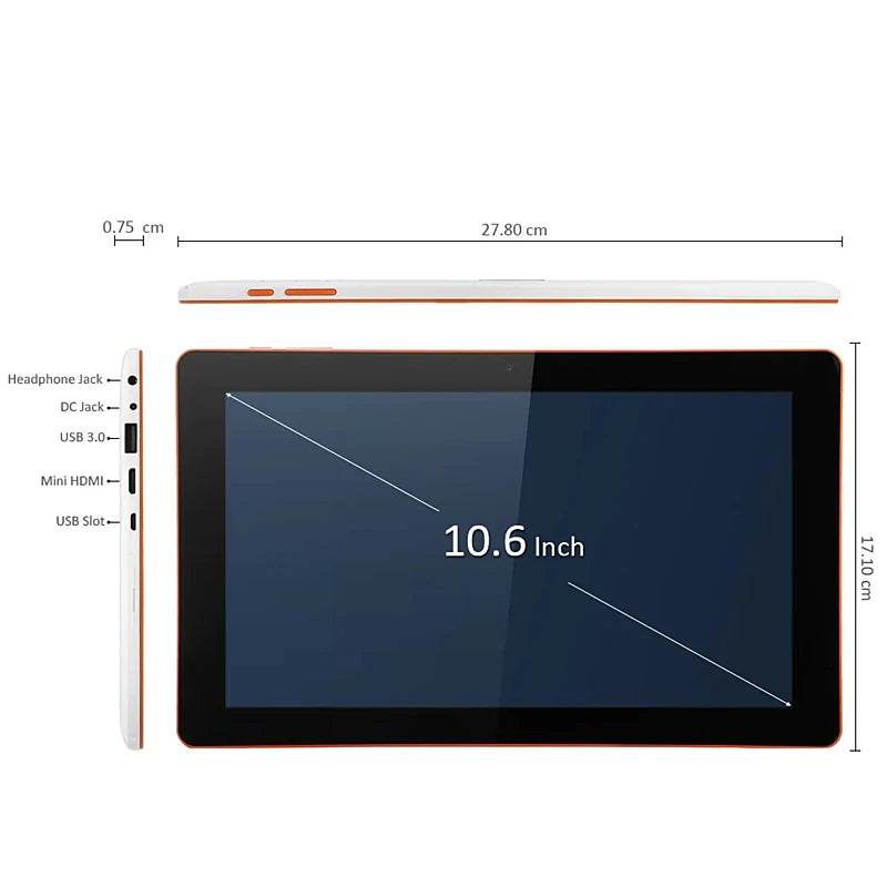 High-Quality 32Bits 10.6 Inch Windows 10 Tablets Z8300 Quad Core CPU 2GB RAM 32GB ROM 1366 x 768 IPS Dual Cameras USB 3.0 6600mA - Price Value Store