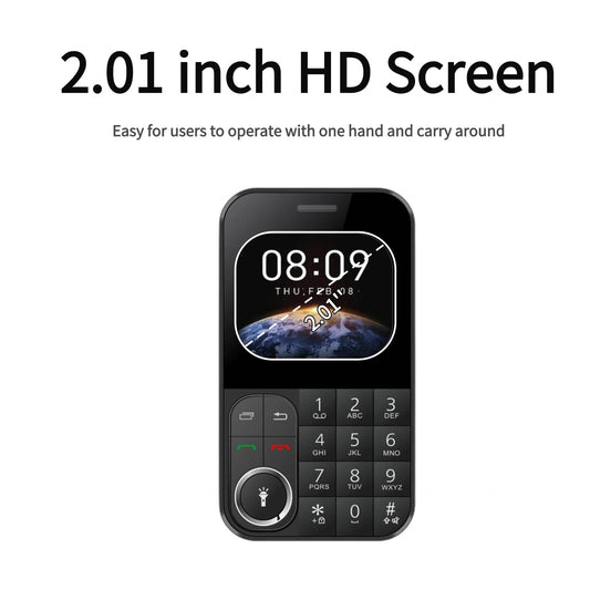 Super Slim Card Mobile Phone Dual SIM 2.0 inch HD Screen Pocket Size Cell Phone Magic Voice Changer Big Button 8 Speed Dial LED - Price Value Store
