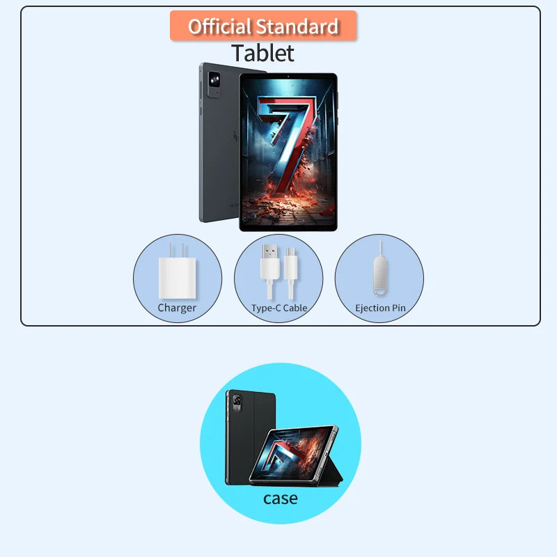 Headwolf FPad7 tablet 8" FHD Display Android 15 MTK Dimensity 7050 CPU 2560x1600 IPS/16GB+256GB/ 4G LTE 4G LTE Global Version