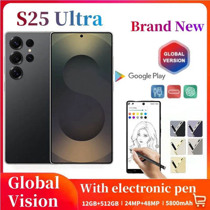 Global Vision S25 Ultra Smartphone 5G Android 12 8GB RAM 512GB ROM 6.8 Inch Phone 1920x1080HD 24+48MP 4 5G Network Mobile Phones - Price Value Store