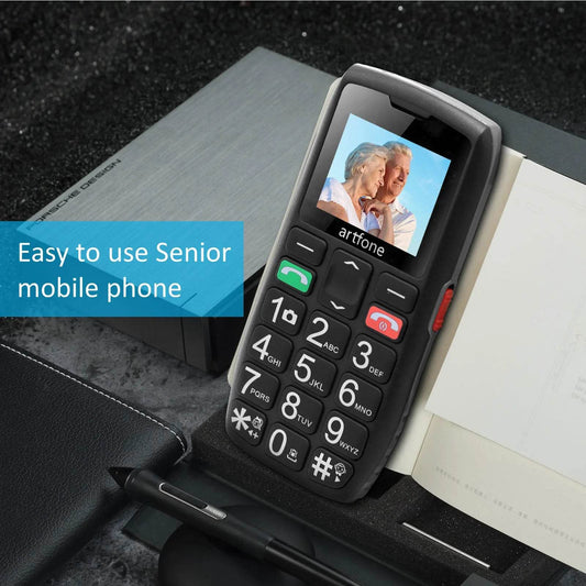Unlocked Bar Senior Mobile Phone Artfone C1 Elderly Cellphone Dual Sim One Key SOS Emergency Button GSM 2G FM Torch Bluetooth - Price Value Store