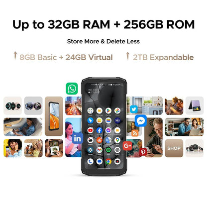 World Premiere DOOGEE Blade20 Turbo 5G Rugged Phone Android 15 Gemini Al 6.6'' HD+ 8GB 256GB AI Dual Camera 10300mAh Battery - Price Value Store