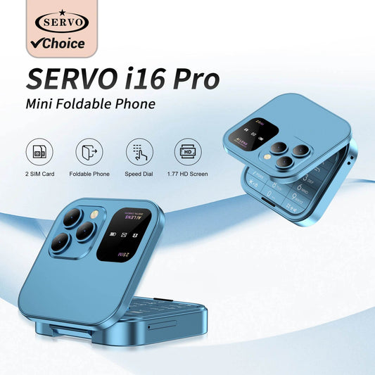SERVO i16 PRO Foldable Mini Mobile Phone 2G Dual SIM Card Speed Dial Magic Voice 1.77''Screen 3.5mm Jack Flip Cellphone Type-C - Price Value Store