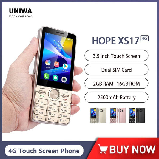 UNIWA HOPE XS17 4G Keypad Phones Touch Screen Smart Phone Android 8.1 Quad Core 3.5 Inch 2GB+16GB 2500mAh Cellphone Whatsapp - Price Value Store
