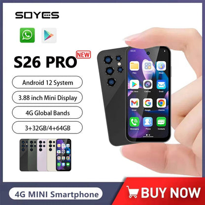 SOYES S26 Pro Mini Smartphone Android 12 Global 4G Band 3.88 inch IPS 3GB+32GB/4GB+64GB Mobile Phone 1950mAh Small Cell Phone - Price Value Store