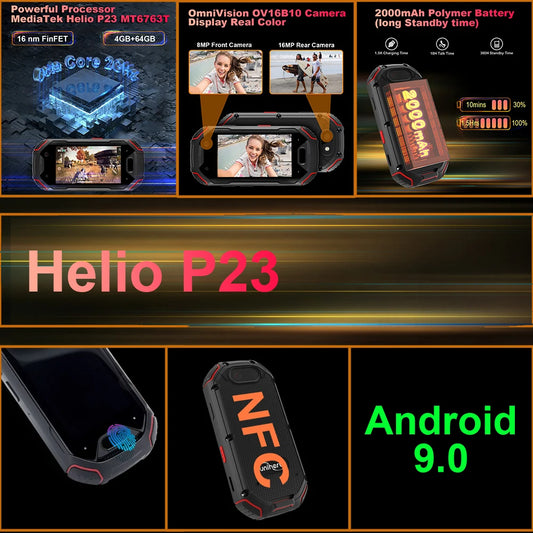 Unihertz Atom Small Rugged Smartphone, 4GB, 64GB Cellphone, P23, 16MP, 4G, 2000mAh Battery, 2.45 "Mobile Phone for Spare Phone