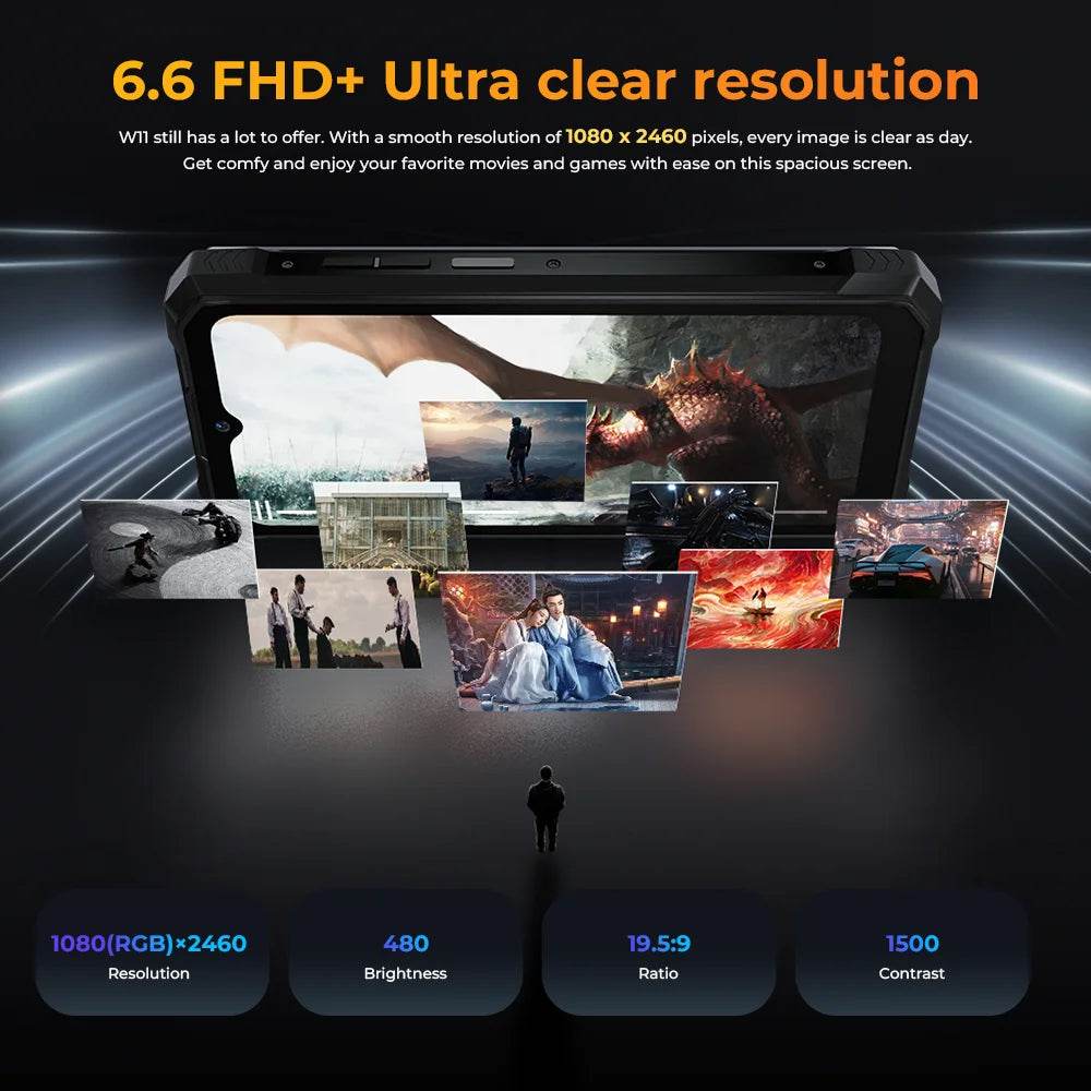 [World Premeire] HOTWAV W11 Rugged Phone 20800mAh 280LM Flashlight 6.6'' FHD+ Smartphone 33W 24MP Night Vision Mobile Phone - Price Value Store