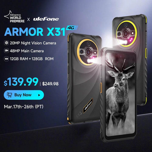 Ulefone Armor X31 4G Rugged Phone Android 14 Smartphone 6.56”12GB RAM 128GB ROM 48MP NFC Night Camera IR Blaster Global version - Price Value Store