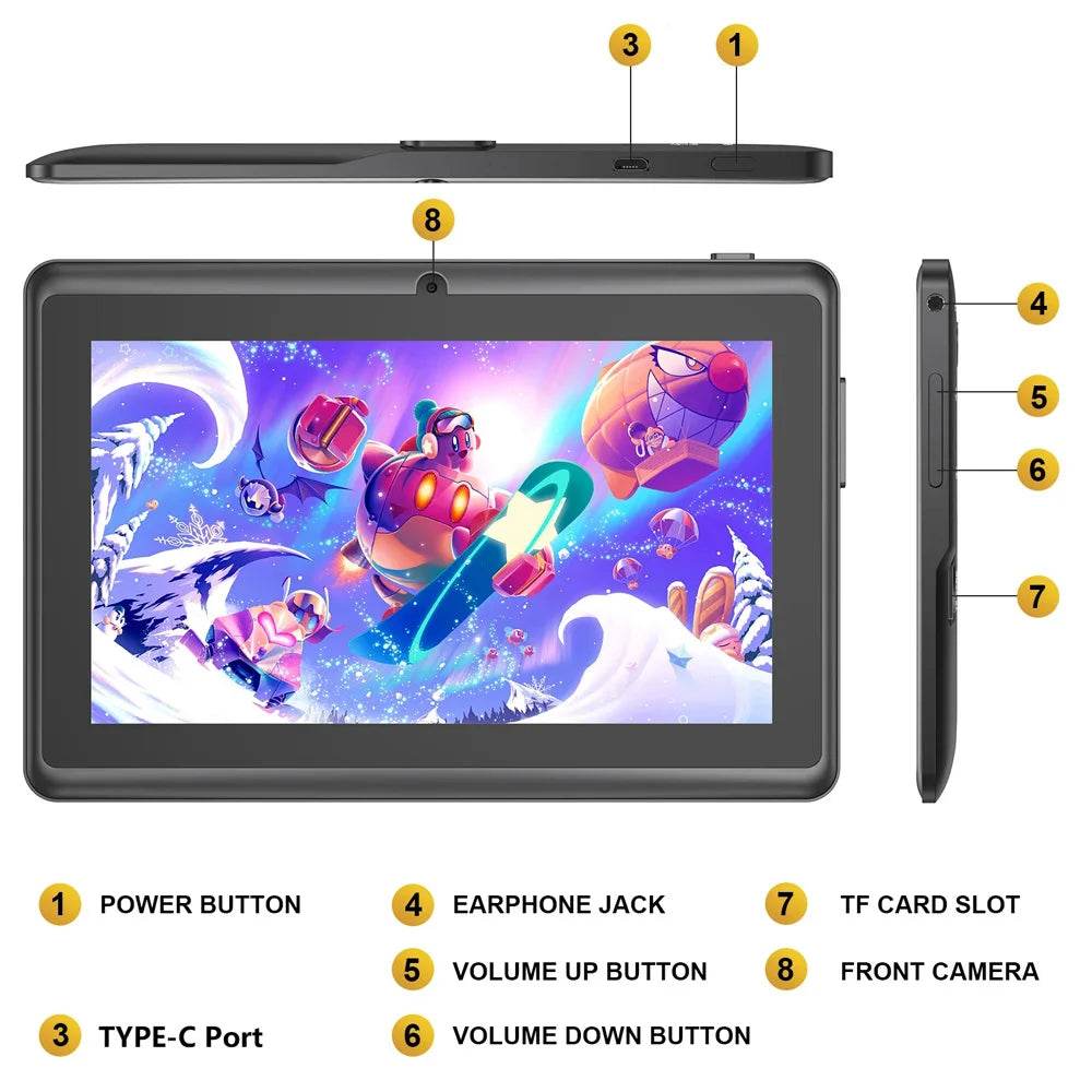 BDF-Q8 New 7 Inch Tablets Android 13, 4GB RAM 64GB ROM, 1TB Expand, WiFi, 4000mAh Battery,Dual Camera, Google Learning Tablet PC - Price Value Store