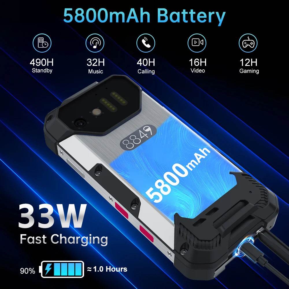 8849 Tank Mini Rugged Smartphone 16/24GB 256GB 5800mAh100Mp Camera Android 13 Cellphone 4.3 inch Waterproof Mobile Phone - Price Value Store