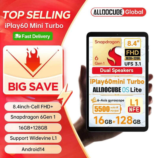 Alldocube iPlay60 Mini Turbo 8.4inch Snapdragon 6Gen 1 Tablet Android14 8GB+8GB virtual memory RAM+128GB ROM Widevine L1 - Price Value Store