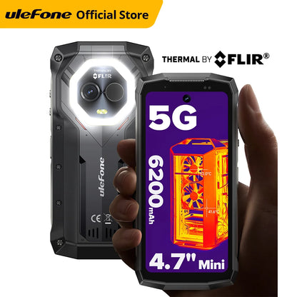 Ulefone Armor Mini 20T Pro 5G  4.7" Display  Rugged Phone LED Light Android 14 Smartphone 6200mAh 16GB+256GB 33W Mobile Phone